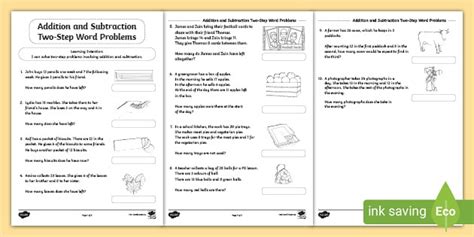 two step word problems year 4|Addition and Subtraction Two.
